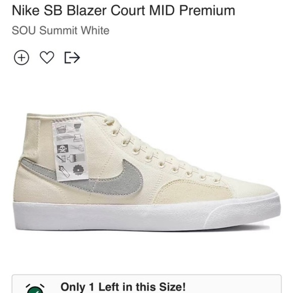 Nike SB Blazer Court Mid Premium Shoes Size 9.5 - Picture 5 of 8